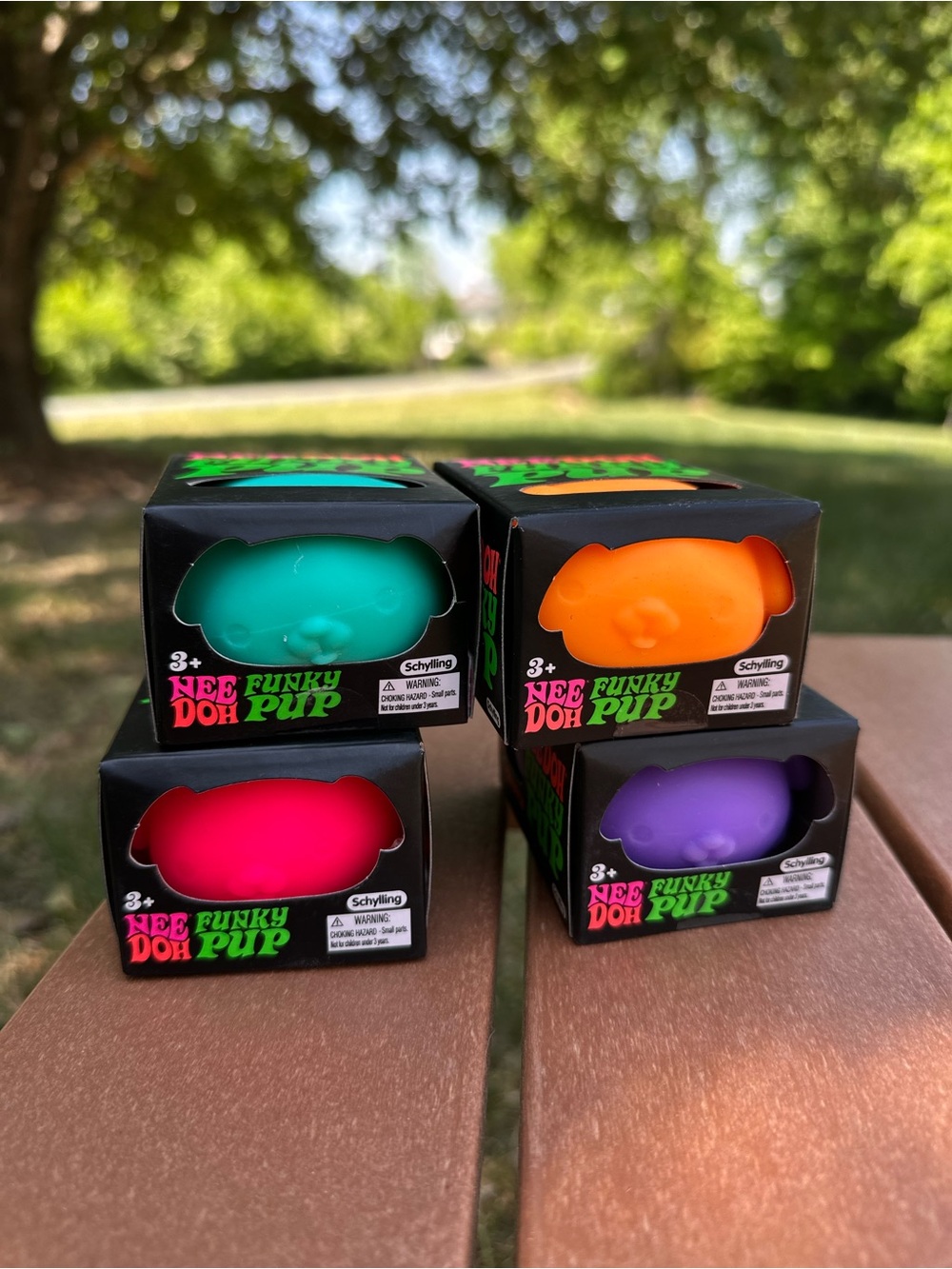 NEW SET of 4 Needoh Funky Pup Squishy Sensory Squish Toys